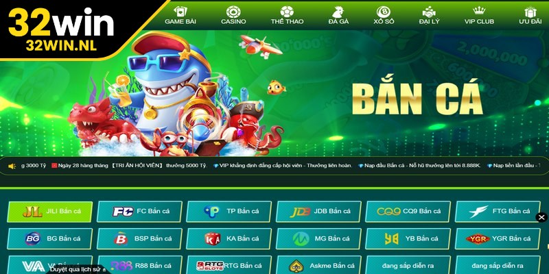 Bắn cá 32win là 1 trong những sảnh chơi hot nhất hiện nay