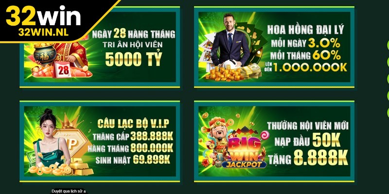 Những chương trình khuyến mãi 32Win hấp dẫn