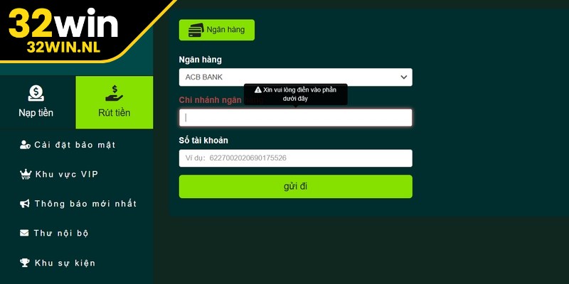 Những lỗi thường gặp khi thực hiện rút tiền 32Win